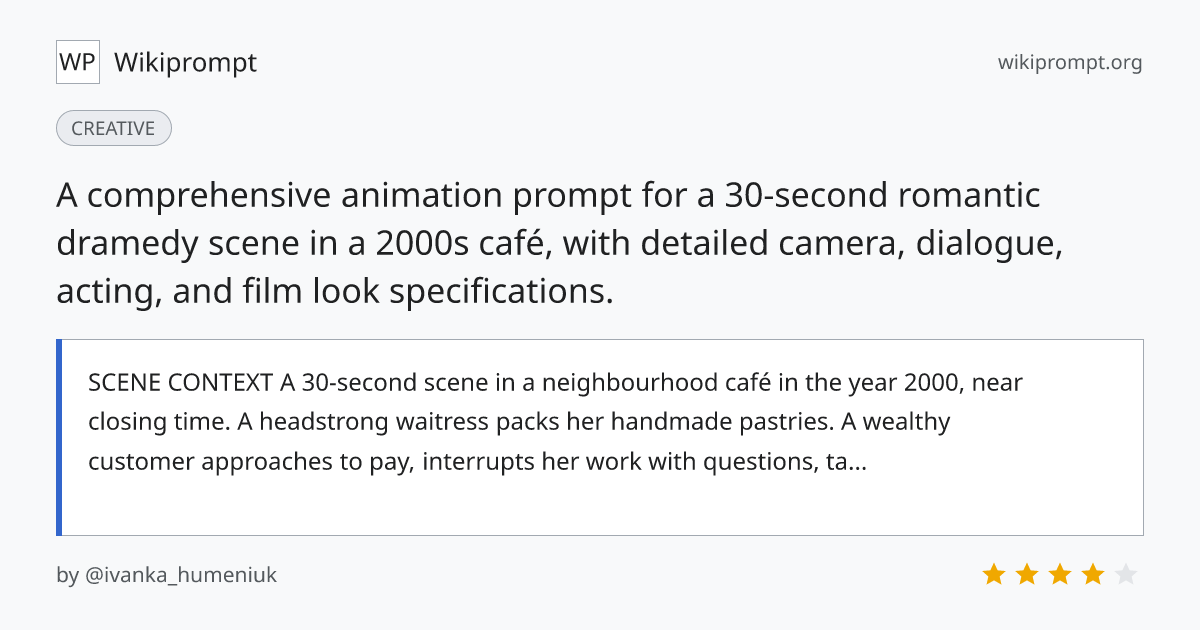 Romantic Dramedy Café Scene Animation | Wikiprompt