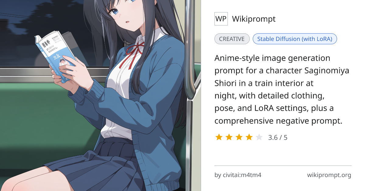 Saginomiya Shiori Train Scene Anime Prompt | Wikiprompt