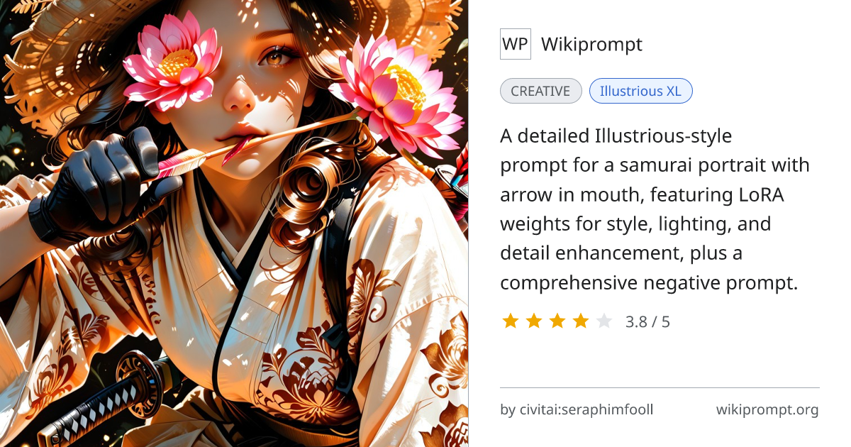 Samurai with Arrow in Mouth - Detailed Portrait | Wikiprompt