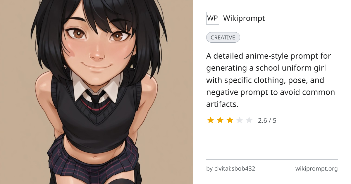 School Uniform Anime Girl Prompt | Wikiprompt