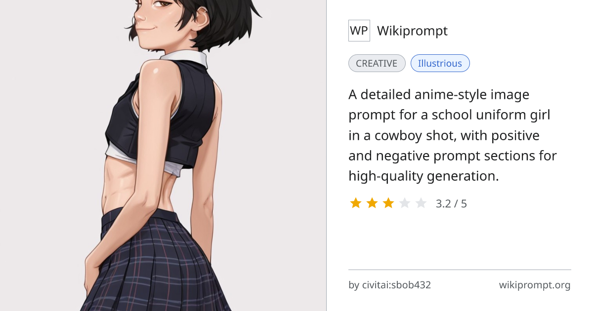 School Uniform Cowboy Shot Anime Girl | Wikiprompt