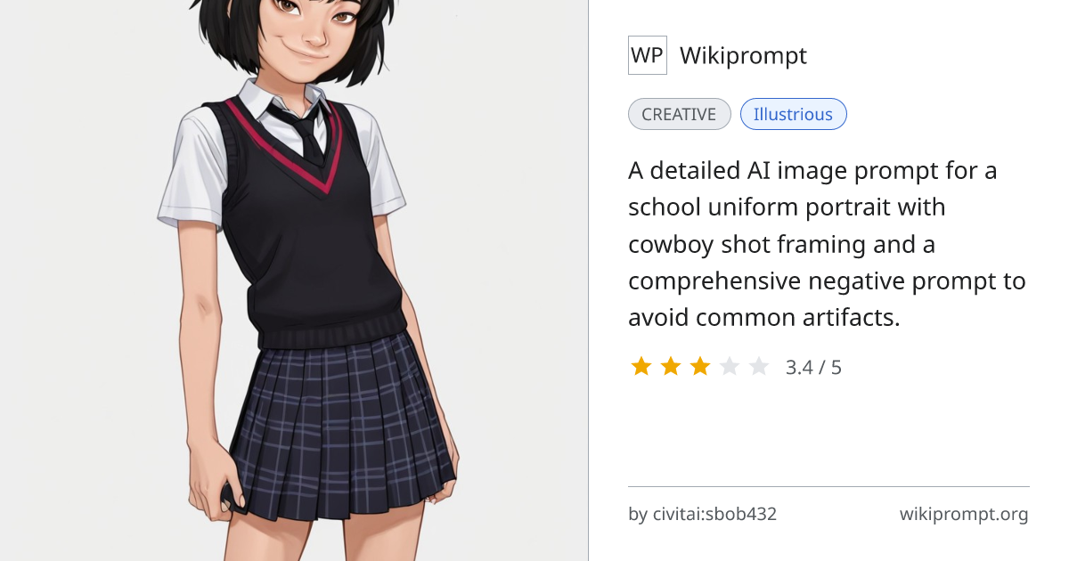 School Uniform Cowboy Shot Portrait | Wikiprompt