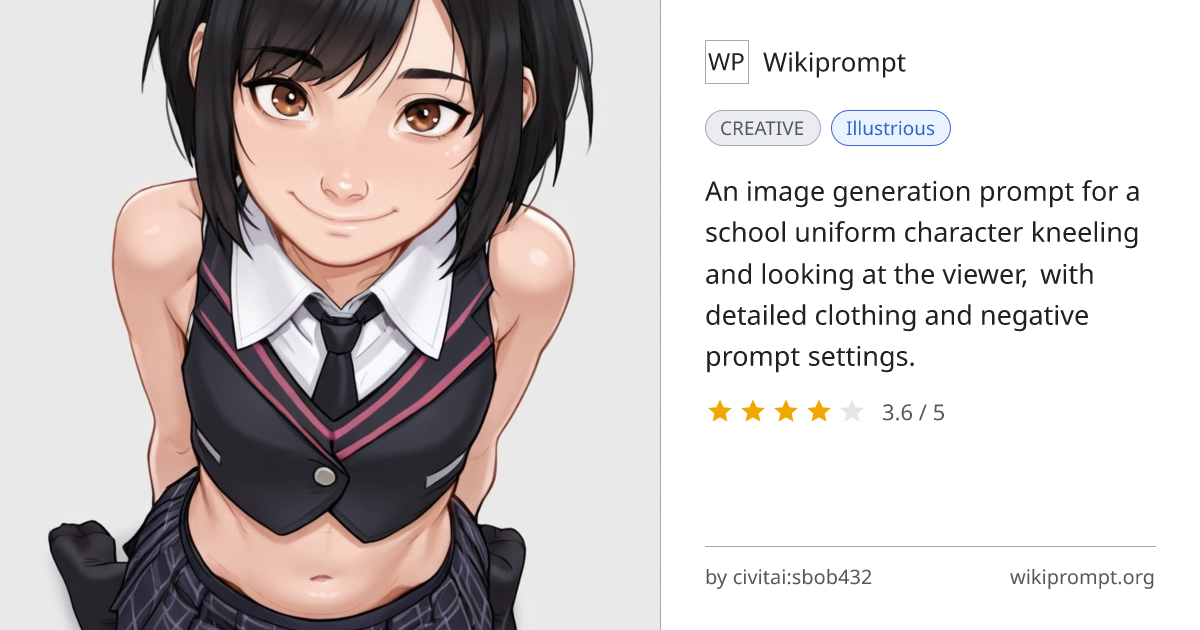School Uniform Kneeling Portrait | Wikiprompt