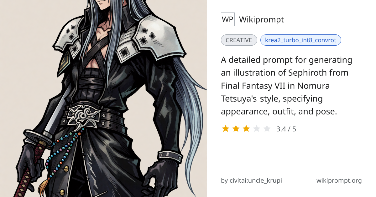 Sephiroth Character Illustration Prompt | Wikiprompt