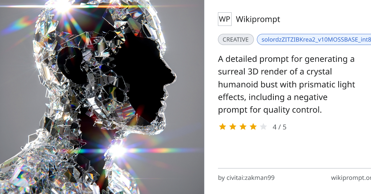 Shattered Crystal Humanoid Bust 3D Render | Wikiprompt