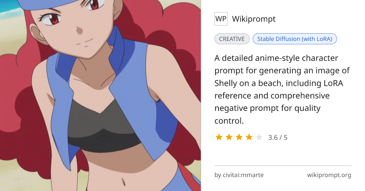 Shelly Beach Anime Character Prompt | Wikiprompt