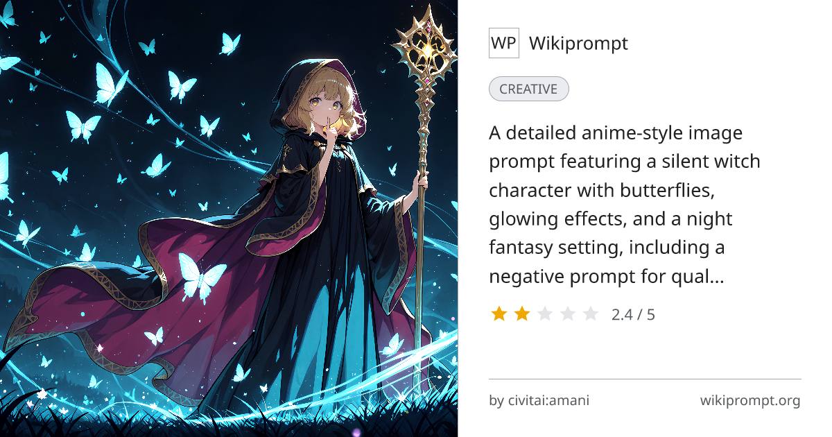 Silent Witch Anime Character Prompt | Wikiprompt
