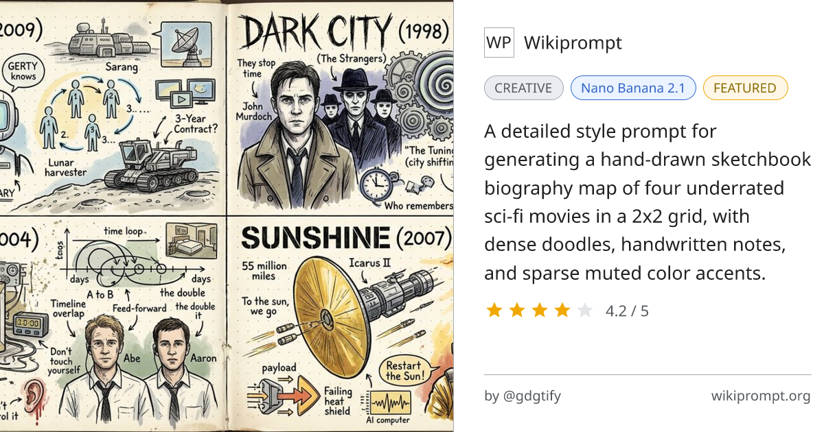 Sketchbook Biography Doodle Map for Sci-Fi Movies | Wikiprompt