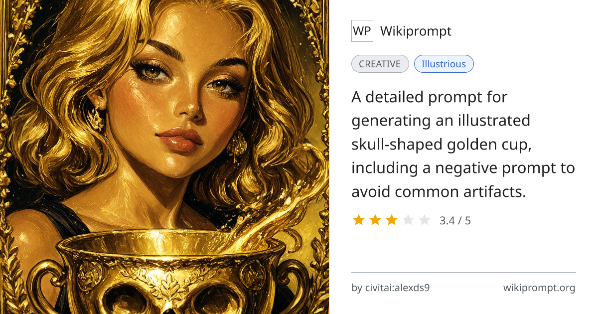 Skull-shaped golden cup illustration | Wikiprompt