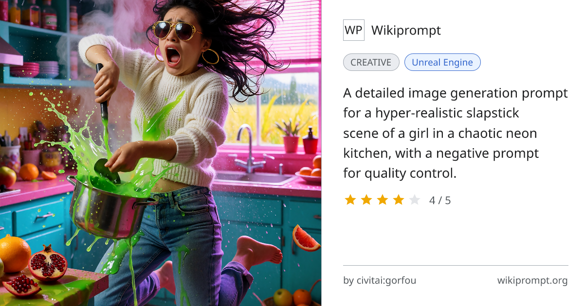 Slapstick Chaos Kitchen Scene with Lora | Wikiprompt