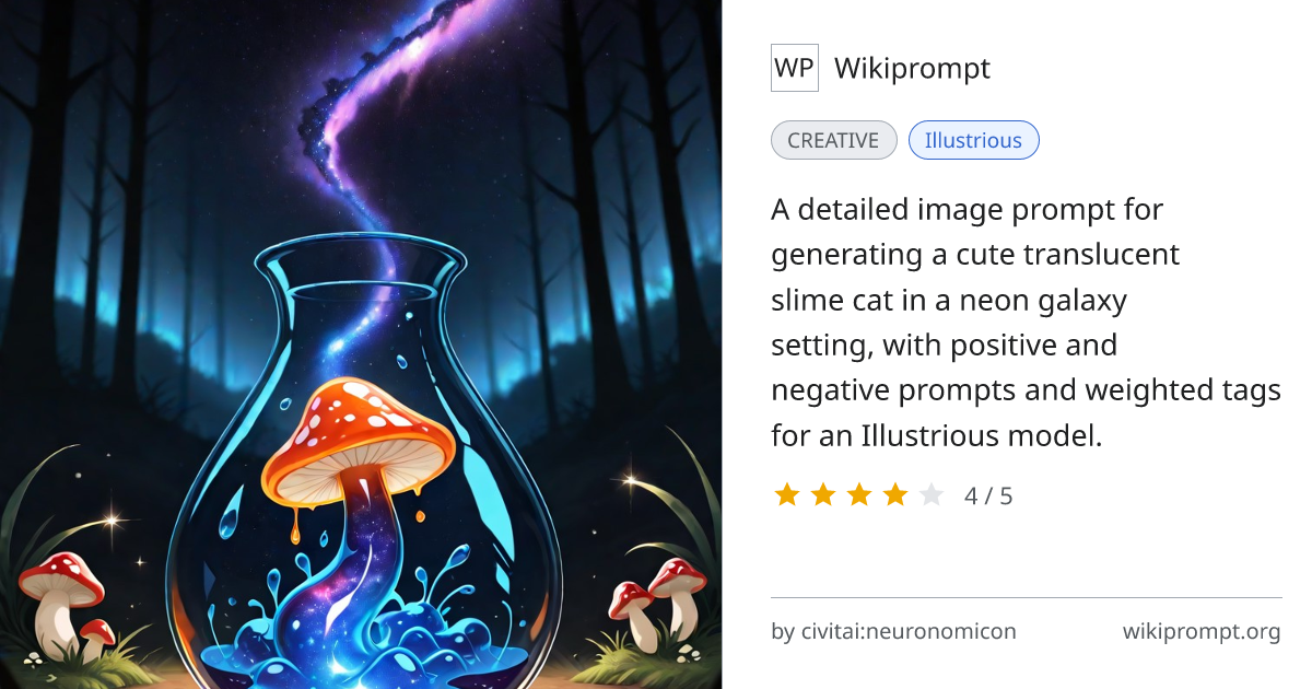 Slime Cat in a Magical Galaxy | Wikiprompt
