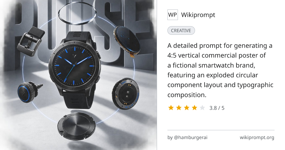 Smartwatch Exploded View Commercial Poster Prompt | Wikiprompt