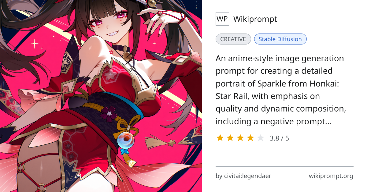 Sparkle (Honkai Star Rail) Anime Portrait Prompt | Wikiprompt