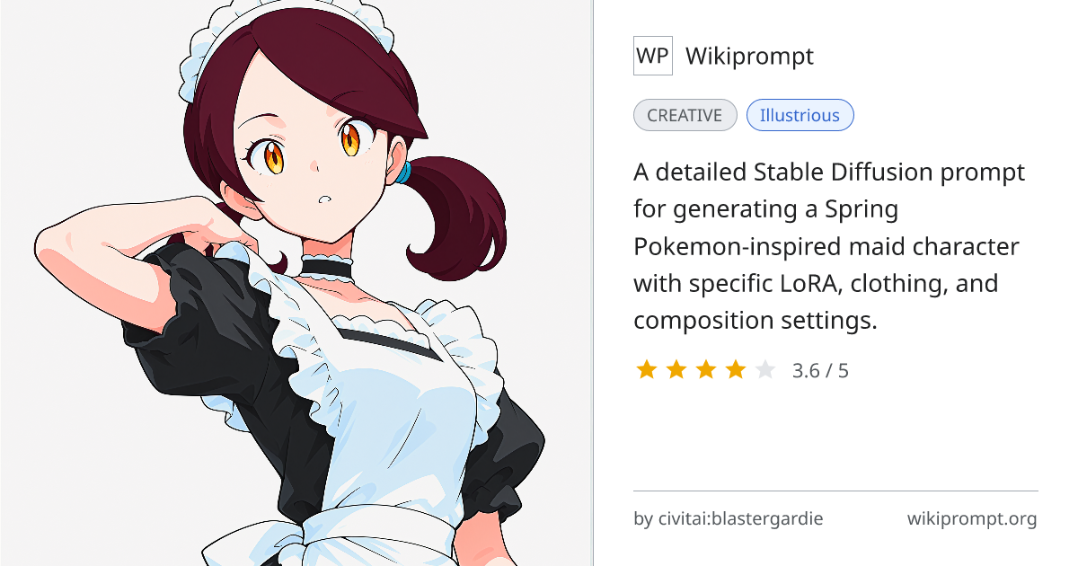 Spring Pokemon Maid Character Prompt | Wikiprompt