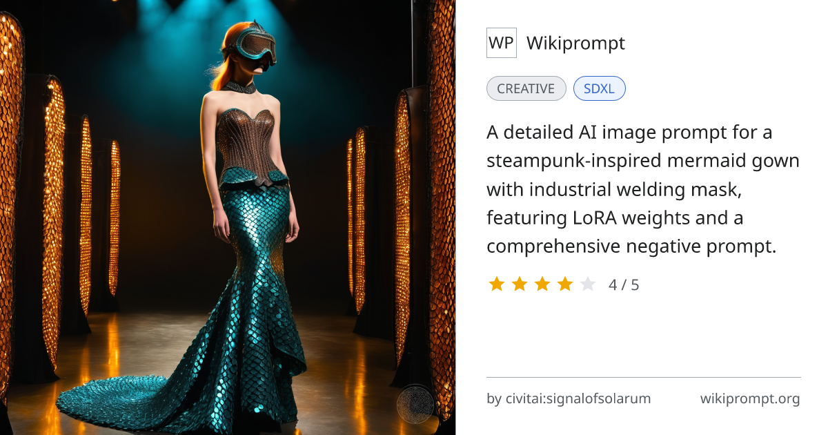 Steampunk Mermaid Gown Runway Fashion | Wikiprompt