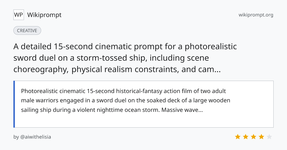 Storm-Wrecked Ship Sword Duel Cinematic | Wikiprompt