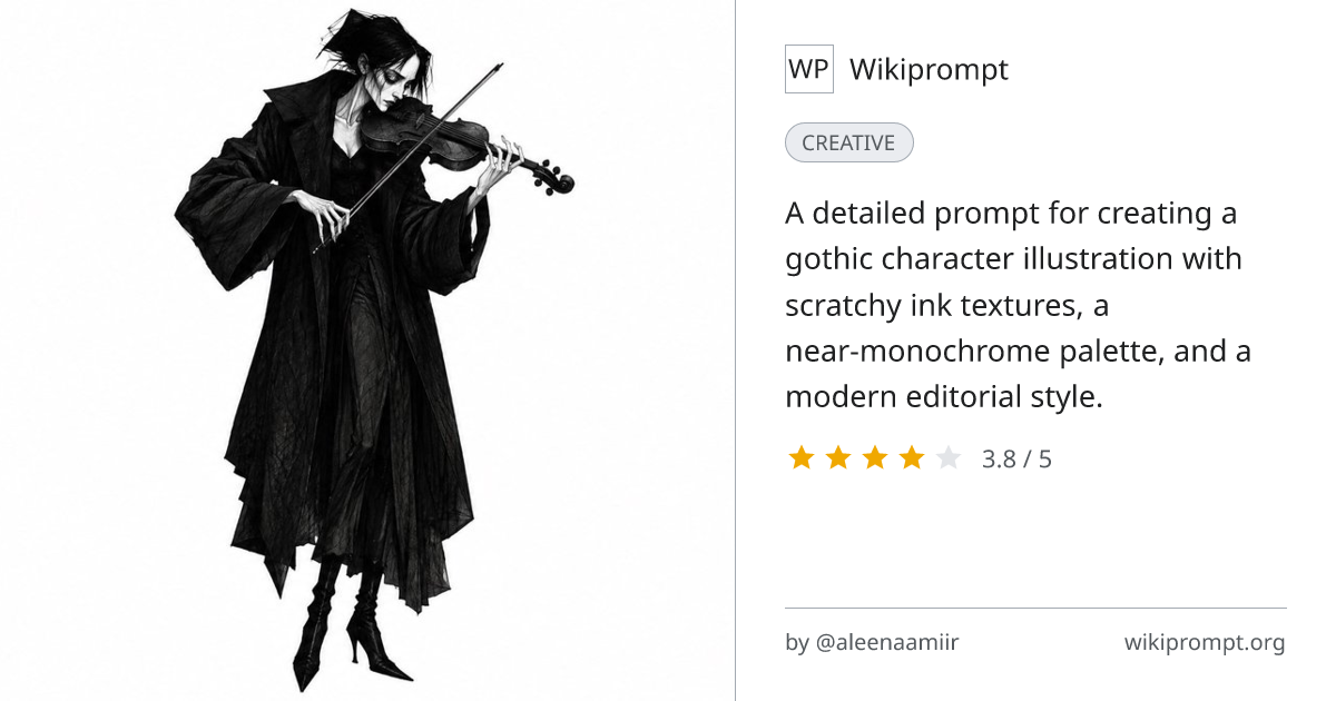 Stylized Gothic Character Illustration Prompt | Wikiprompt