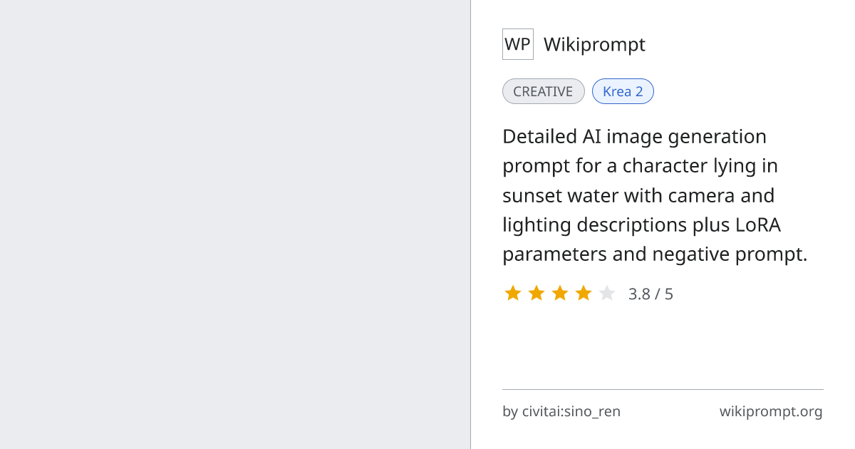 Sunset Water Reflection Character Prompt | Wikiprompt
