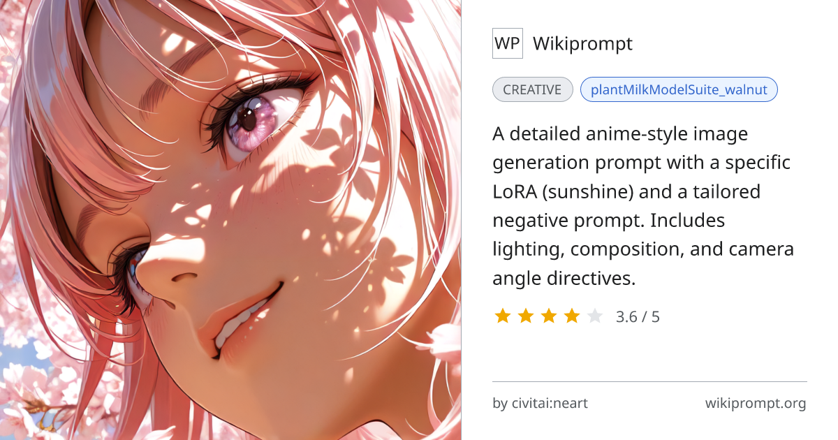 Sunshine anime girl with sakura - LoRA prompt | Wikiprompt