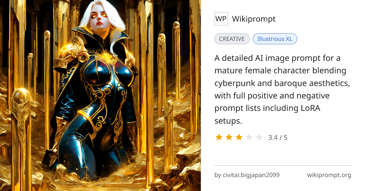 Surreal Baroque Cyberpunk Female Portrait | Wikiprompt
