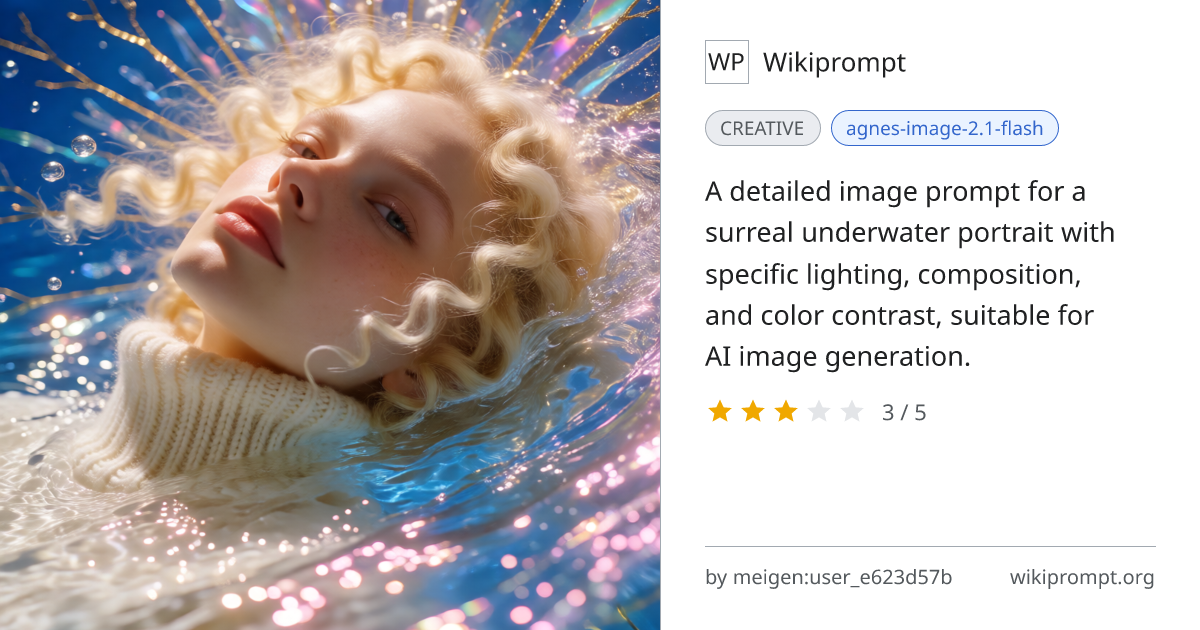 Surreal Underwater Portrait with Golden Hair | Wikiprompt