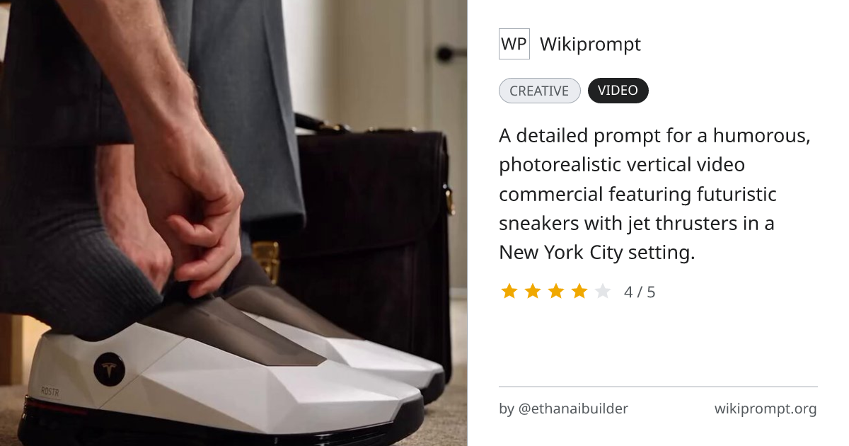 Tesla Roadster Sneakers Cinematic Commercial | Wikiprompt