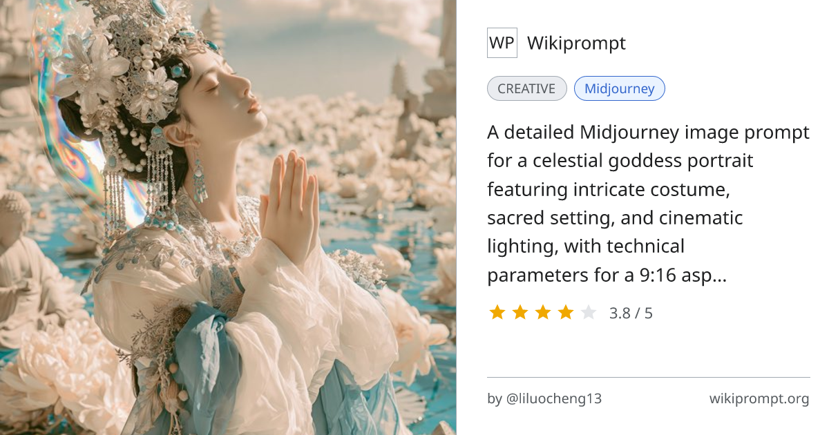 The Celestial Lotus Goddess - Midjourney Prompt | Wikiprompt