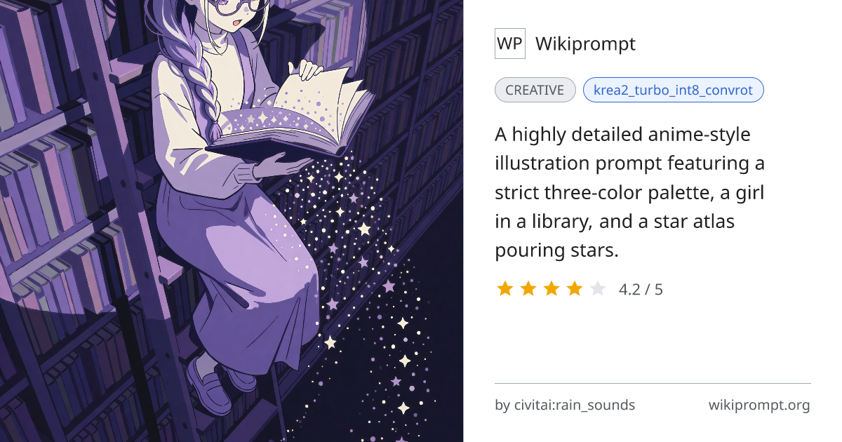 Three-Color Anime Library Starfall Illustration | Wikiprompt
