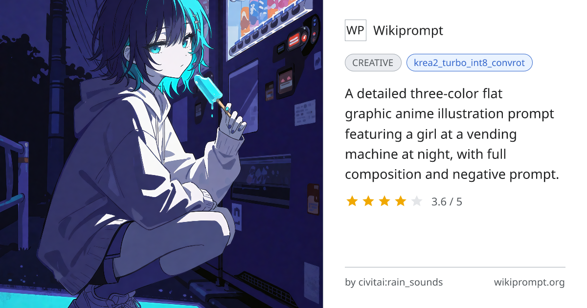 Three-Color Anime Vending Machine Scene | Wikiprompt