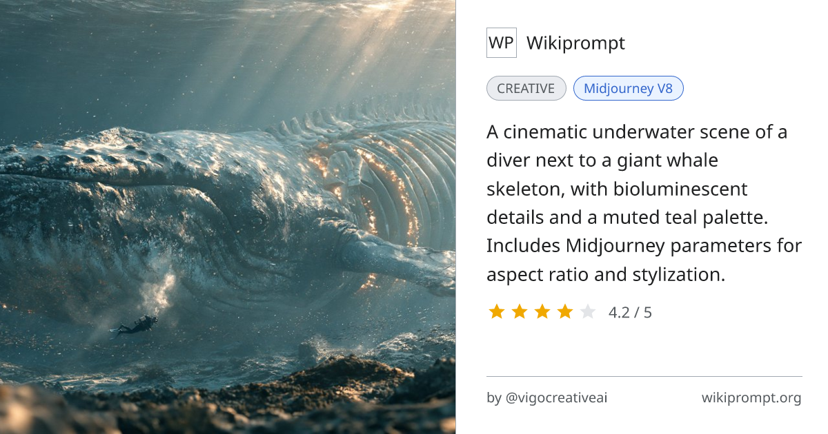 Tiny Diver Beside Ancient Whale Skeleton | Wikiprompt