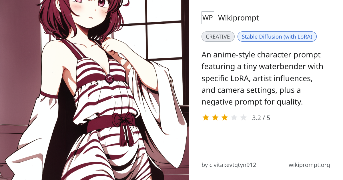 Tiny Waterbender Anime Character Prompt | Wikiprompt