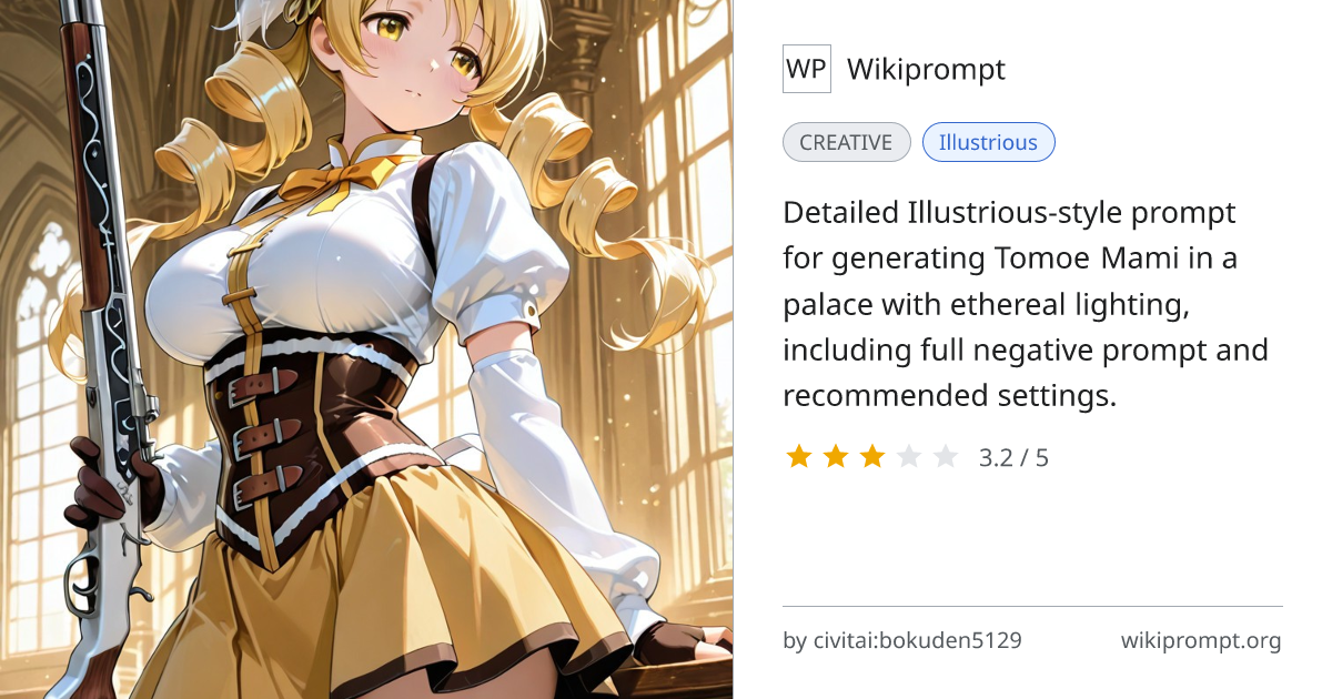 Tomoe Mami Magical Girl Illustrious Prompt | Wikiprompt