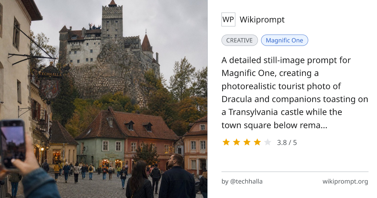 Tourist photo of Dracula toasting on Transylvania castle | Wikiprompt