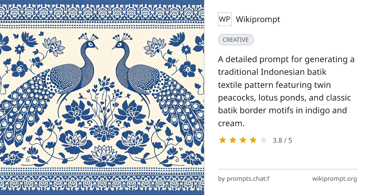 Twin Peacocks Batik Textile Pattern | Wikiprompt