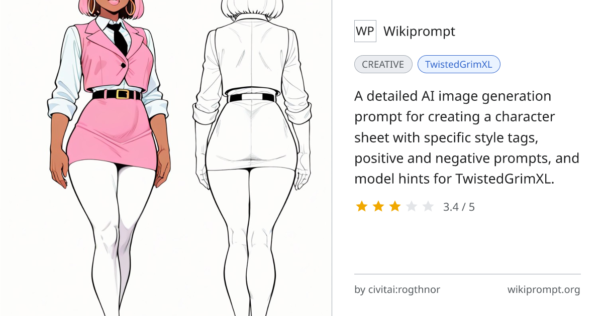 TwistedGrimXL Character Sheet Prompt | Wikiprompt