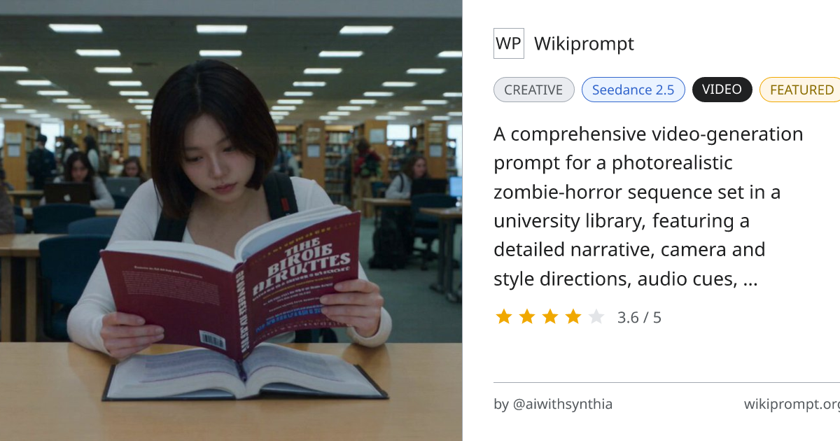 Ultra-Photorealistic Zombie Horror in University Library | Wikiprompt