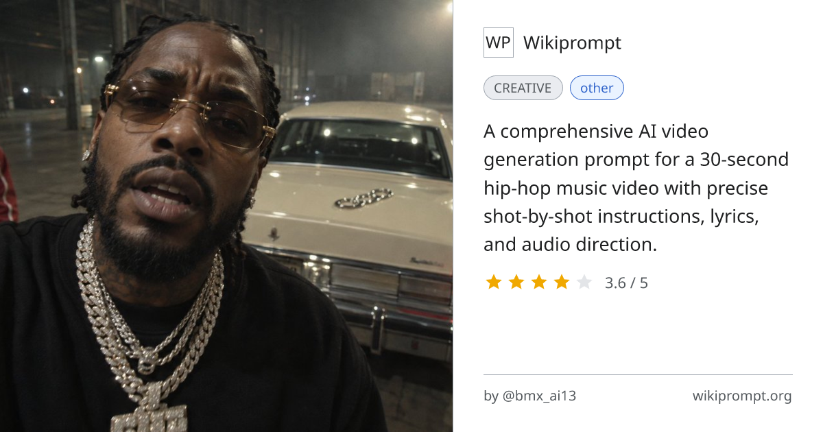 Ultra-realistic hip-hop music video prompt | Wikiprompt
