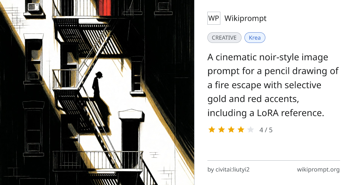 Urban Fire Escape Noir Pencil Drawing | Wikiprompt