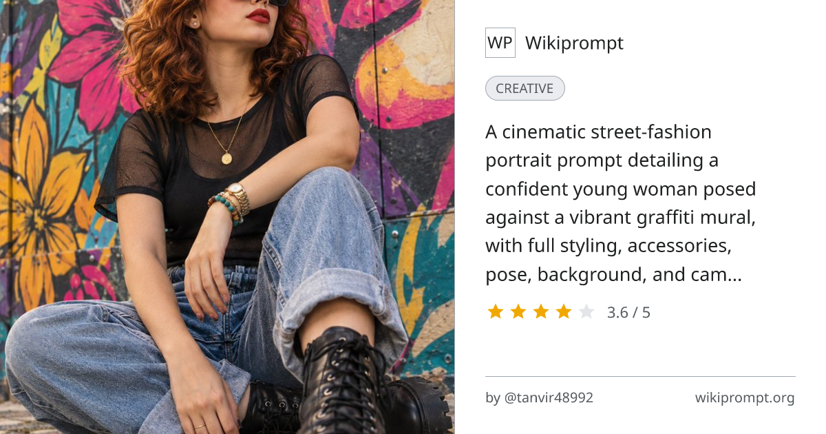 Urban Street Fashion Portrait with Graffiti Mural | Wikiprompt