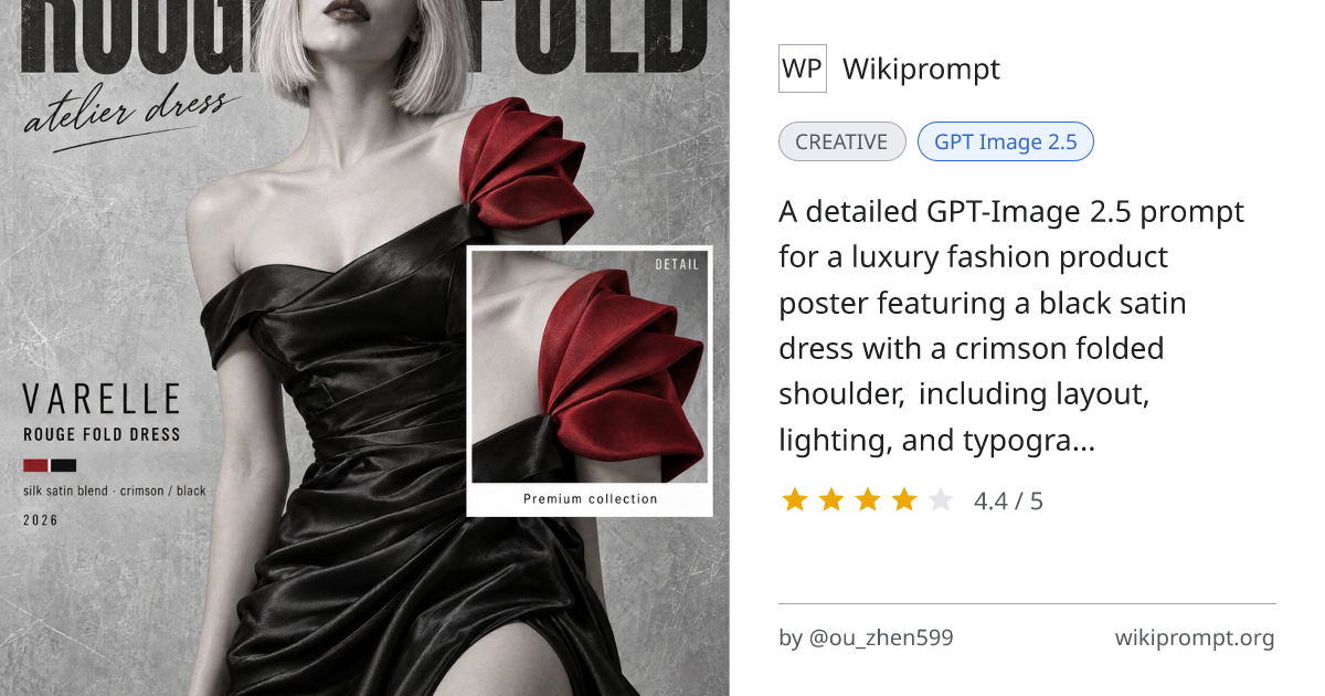 VARELLE ROUGE FOLD DRESS luxury fashion poster prompt | Wikiprompt