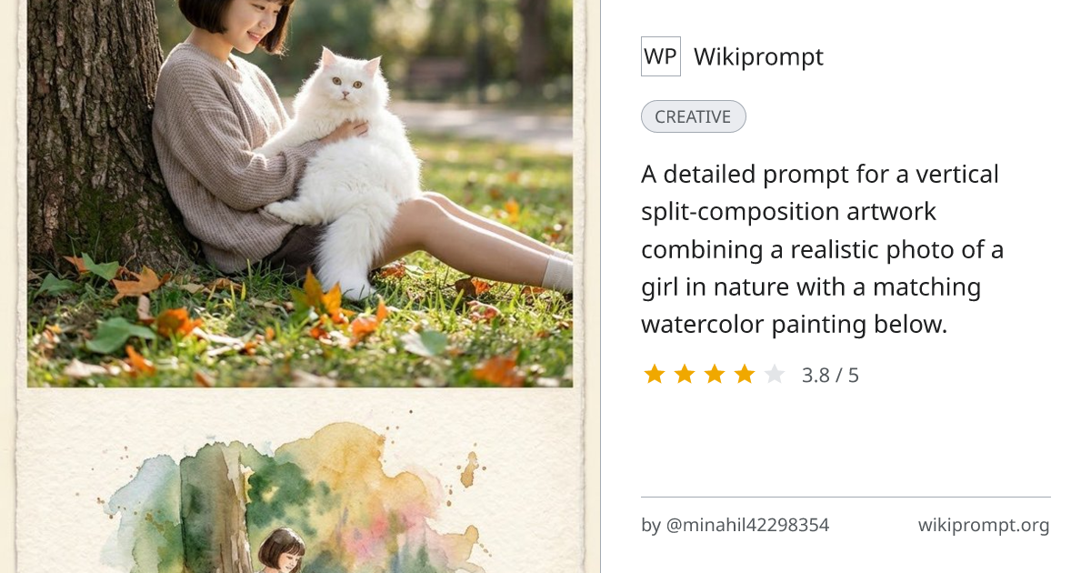 Vertical Split Watercolor Photo Art Prompt | Wikiprompt
