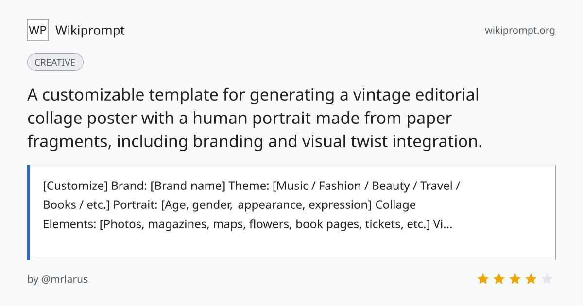Vintage Editorial Collage Poster Prompt | Wikiprompt