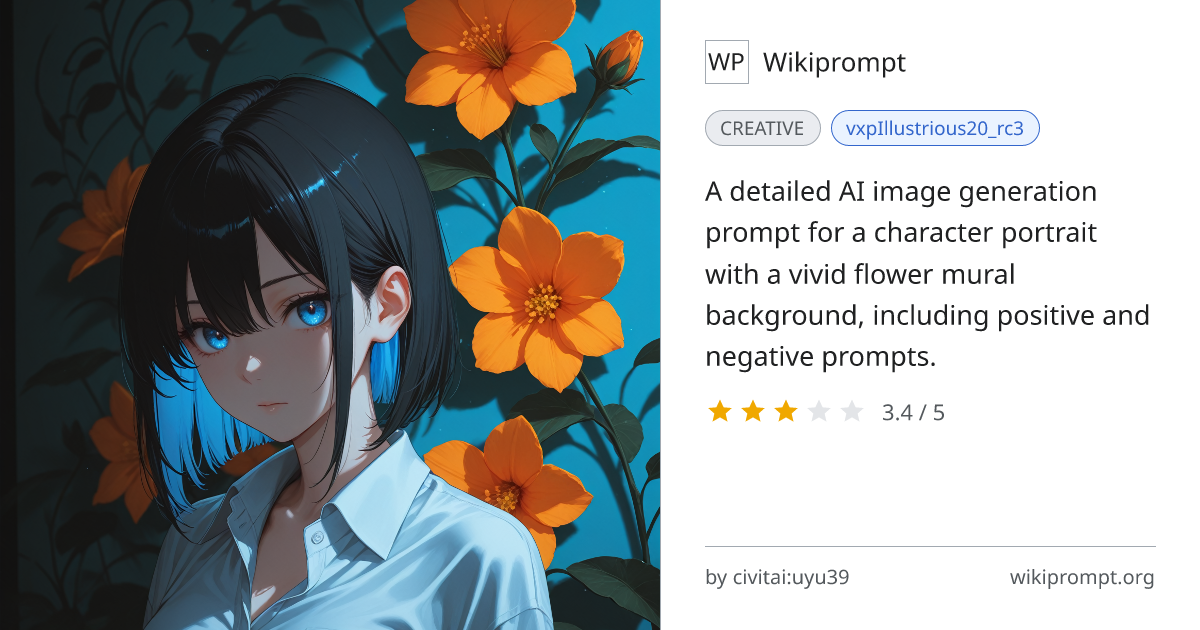 Vivid Flower Mural Portrait Prompt | Wikiprompt