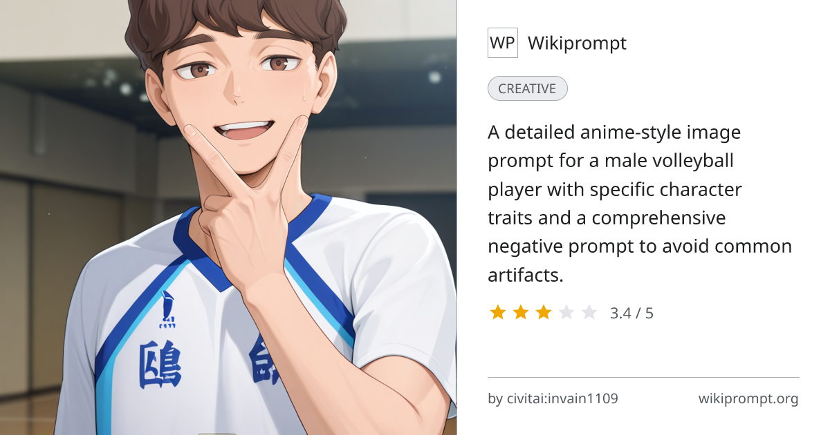 Volleyball Boy Character Portrait Prompt | Wikiprompt