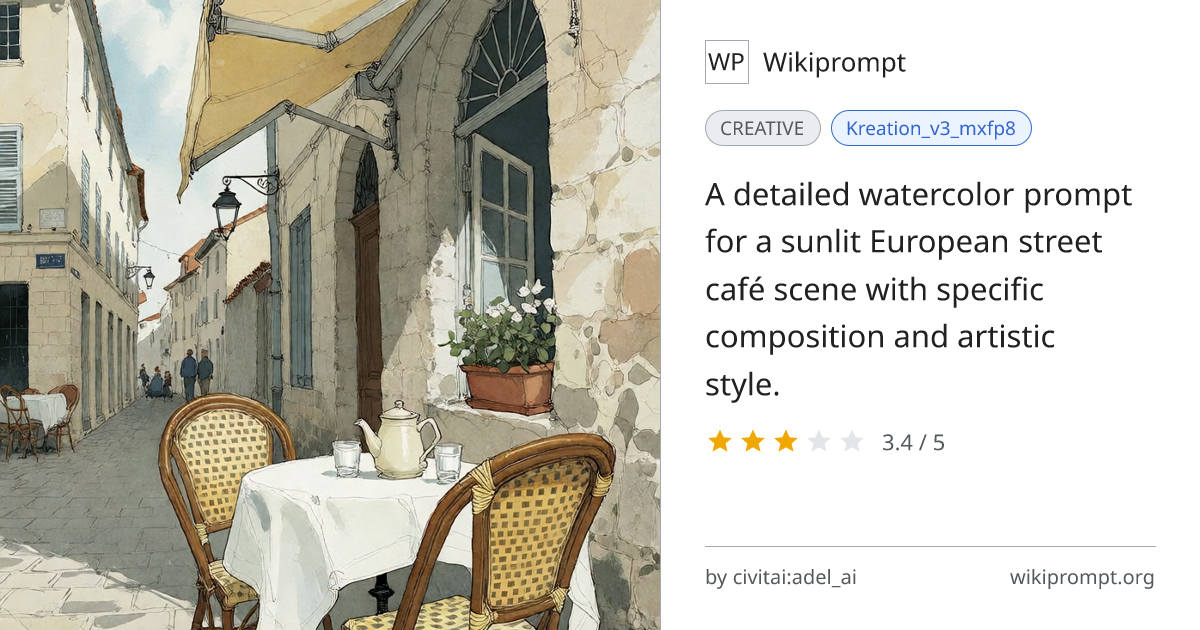 Watercolor European Street Cafe Scene | Wikiprompt