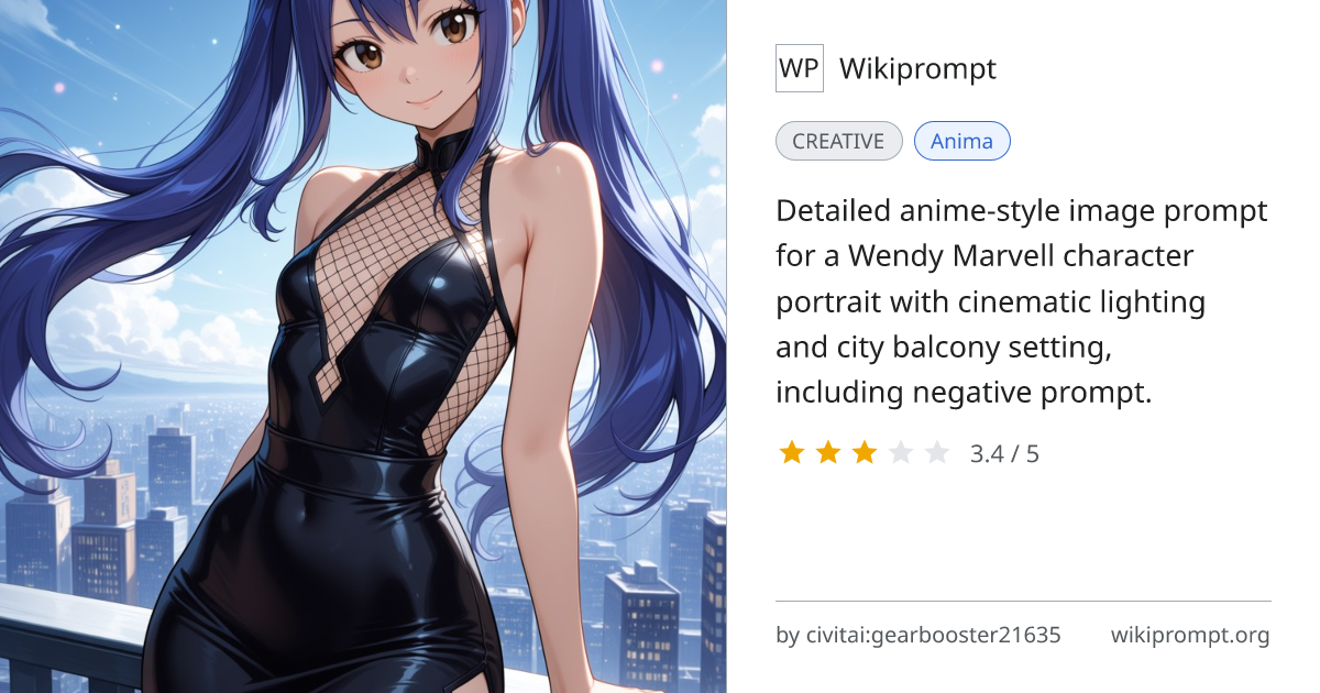 Wendy Marvell Anime Portrait Prompt | Wikiprompt