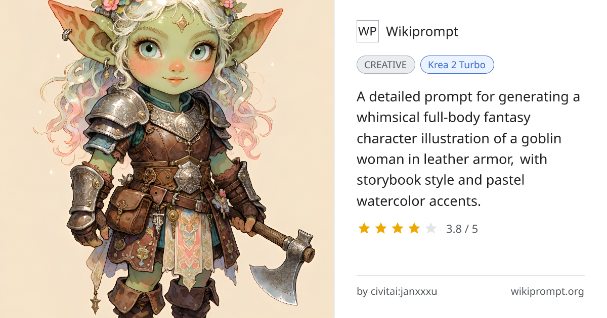 Whimsical Goblin Woman Character Art Prompt | Wikiprompt