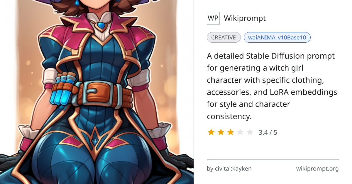 Witch Girl Character Prompt with LoRA | Wikiprompt