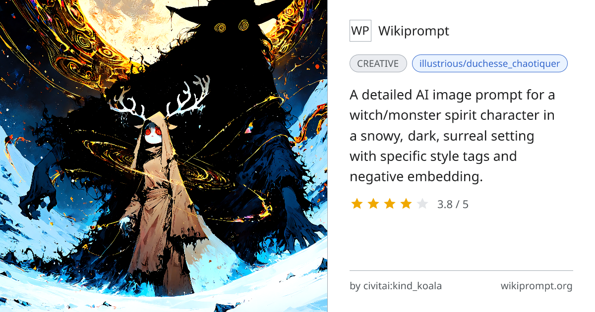 Witch Monster Spirit in Snow - Illustrious Style | Wikiprompt