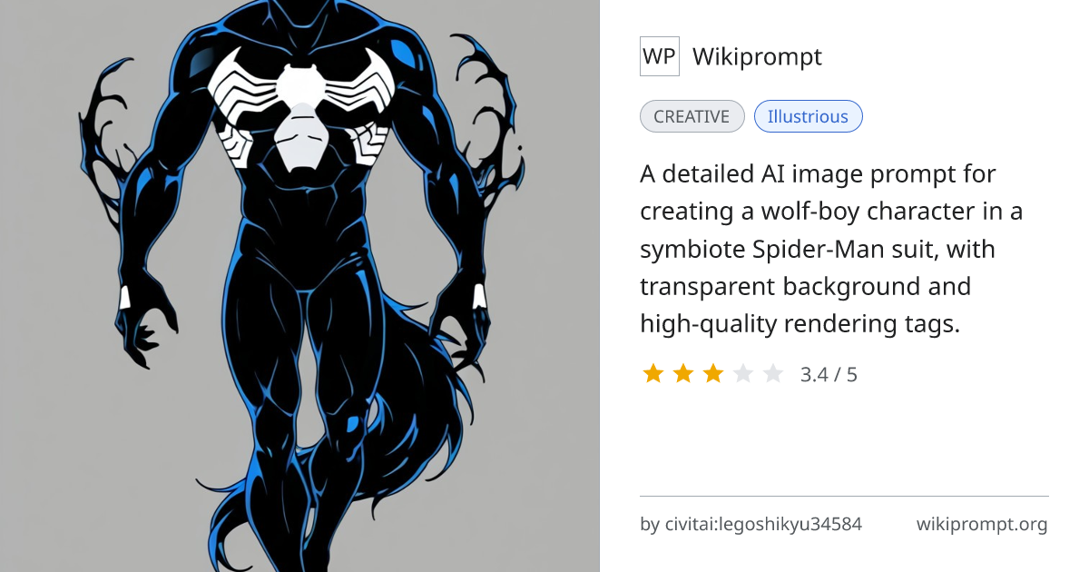 Wolf Boy Symbiote Spider-Man Character Prompt | Wikiprompt